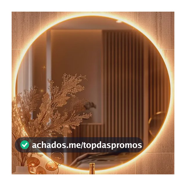 Espelho Redondo 30cm C/ Led Para Parede Quarto Banheiro Sala