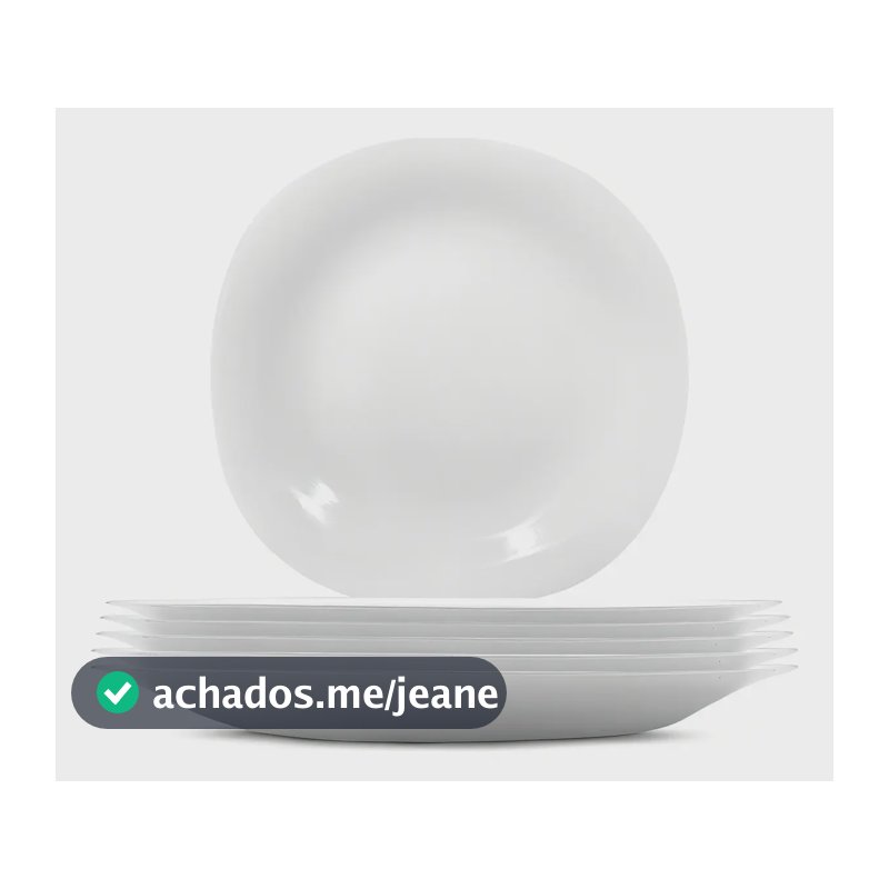 6 Pratos Porcelana Vidro 29cm Branco Jantar Premium Grande