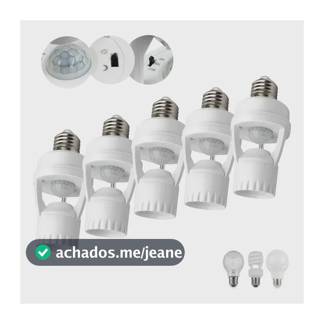 Kit 5 Sensores De Presença Iluminação Soquete E27 Fotocélula Branco