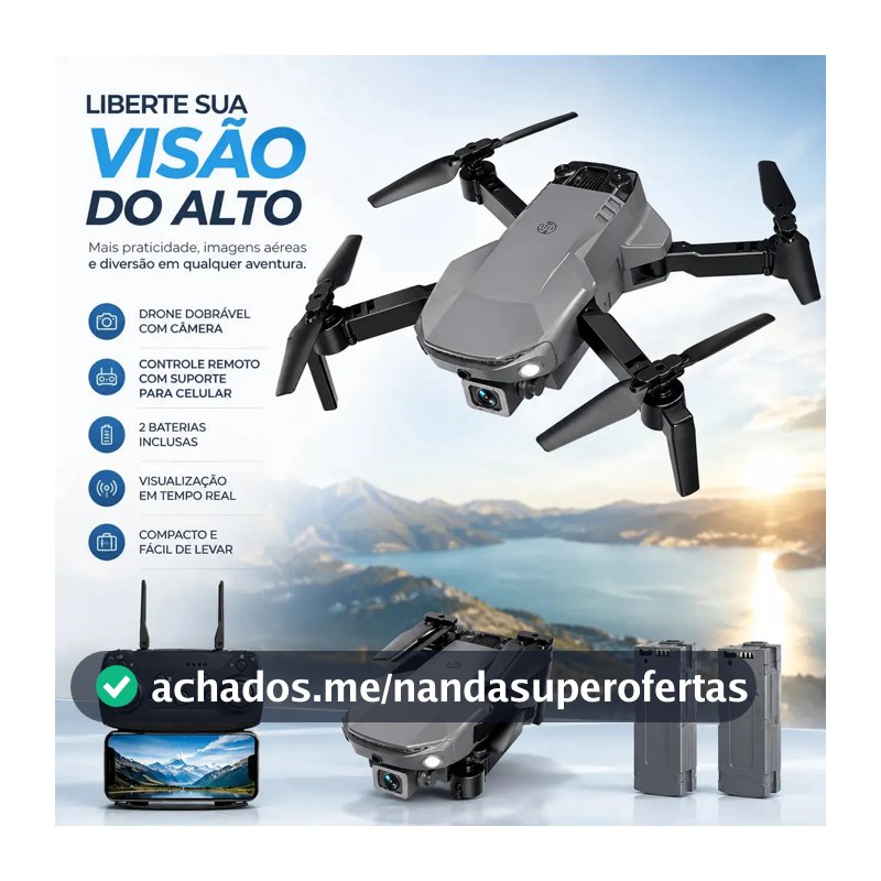 Mini Drone Pro 4K Dobrável Wi-Fi FPV Câmera 2 Baterias Presente Dia das Crianças