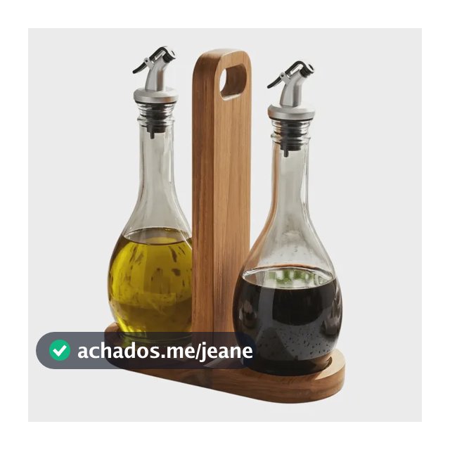 Conjunto 2 Garrafas Galheteiro De Vidro Com Base De Madeira