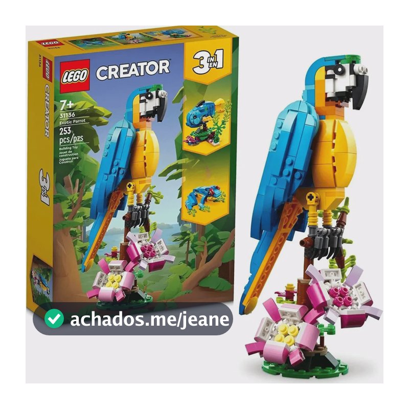 Lego Creator 3 em 1 Exotic Parrot 31136 253 peças na caixa