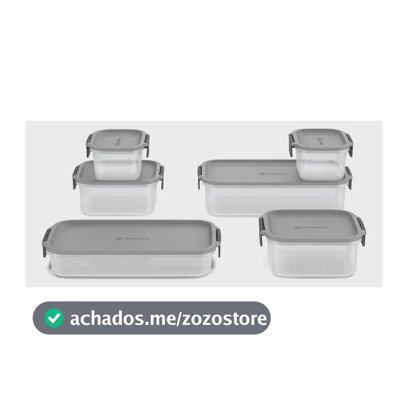 Electrolux Kit 6 Potes Herméticos De Plástico Cinza, 12,4l, Safelock, Empilhável e Modular