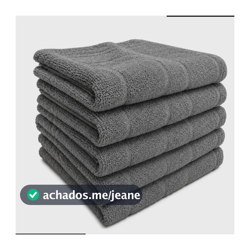 Toalha Chão Piso Banheiro Algodão Premium Kit 05 Peças Tapetes Cor Cinza Blummea