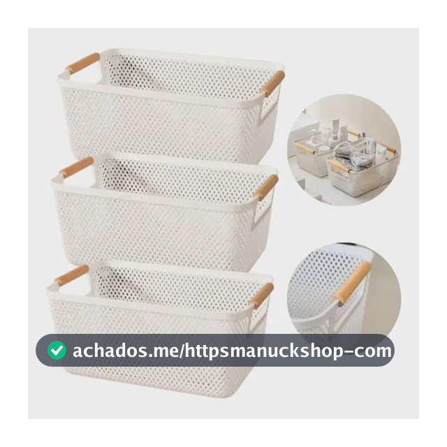 Kit 3 Cesto Organizador 27cm Multiuso Cozinha Lavanderia