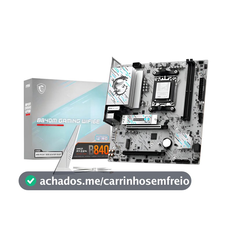 Placa Mãe Msi B840m Gaming Wifi6e Am5 2xddr5 Amd B840 Matx Cor Branco
