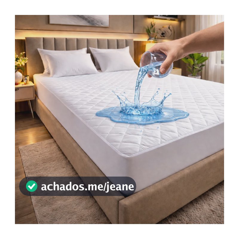 Protetor Impermeável Colchão Casal Padrão Lavável Elástico Branco Liso Casal