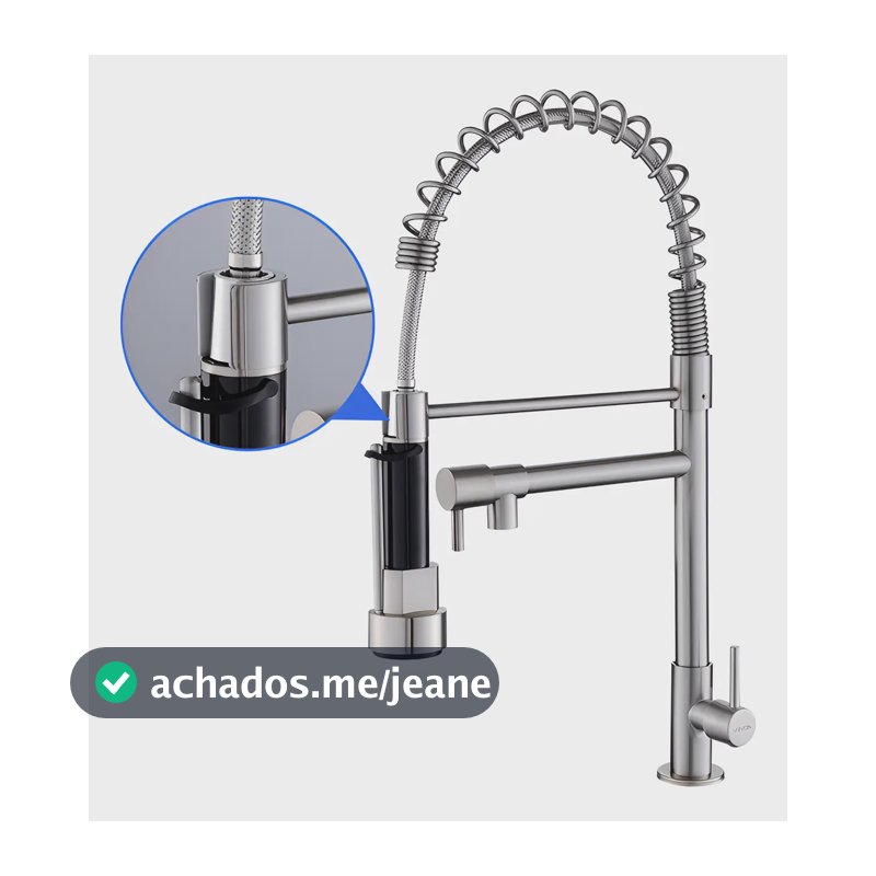 Torneira Bancada Gourmet Cozinha Flexivel Cro Escovado 304 Prateado Winda