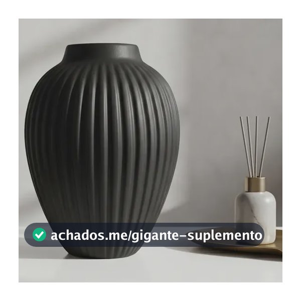 1 Vaso Grande Decorativo Cerâmica Enfeite Quarto Rack Hall Cupula G Preta
