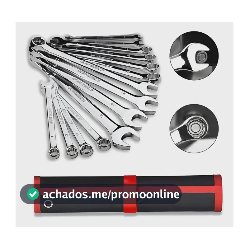 Jogo Chave Combinada 14 Pçs 8 A 24mm Boca Estrela Prateado 14 Pçs
