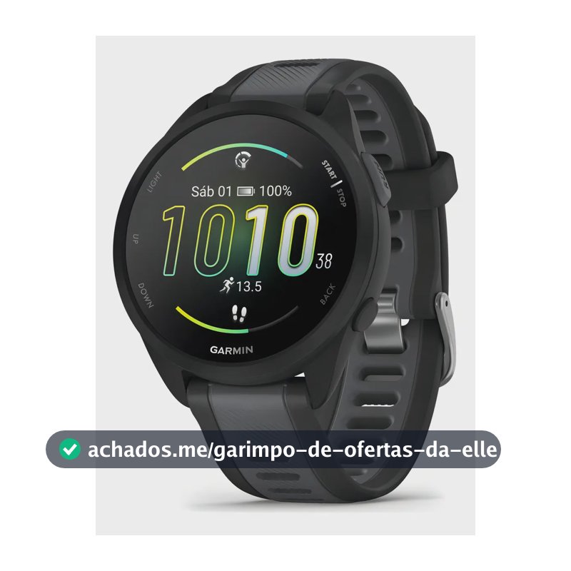 Relogio Garmin Forerunner 165 Esportivo 43mm Preto Cinza-metálico Correa Esportiva Preto