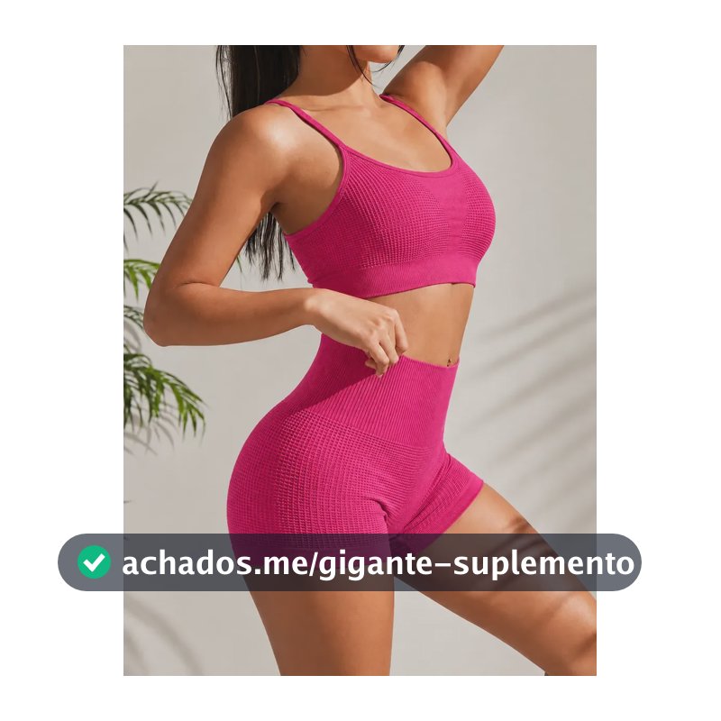 Conjunto Feminino Academia Top E Shorts Poliamida Demillus Magenta Microfibra De Poliamida Sem Costura Veste P E M Toque Gelado , Secagem Rápida
