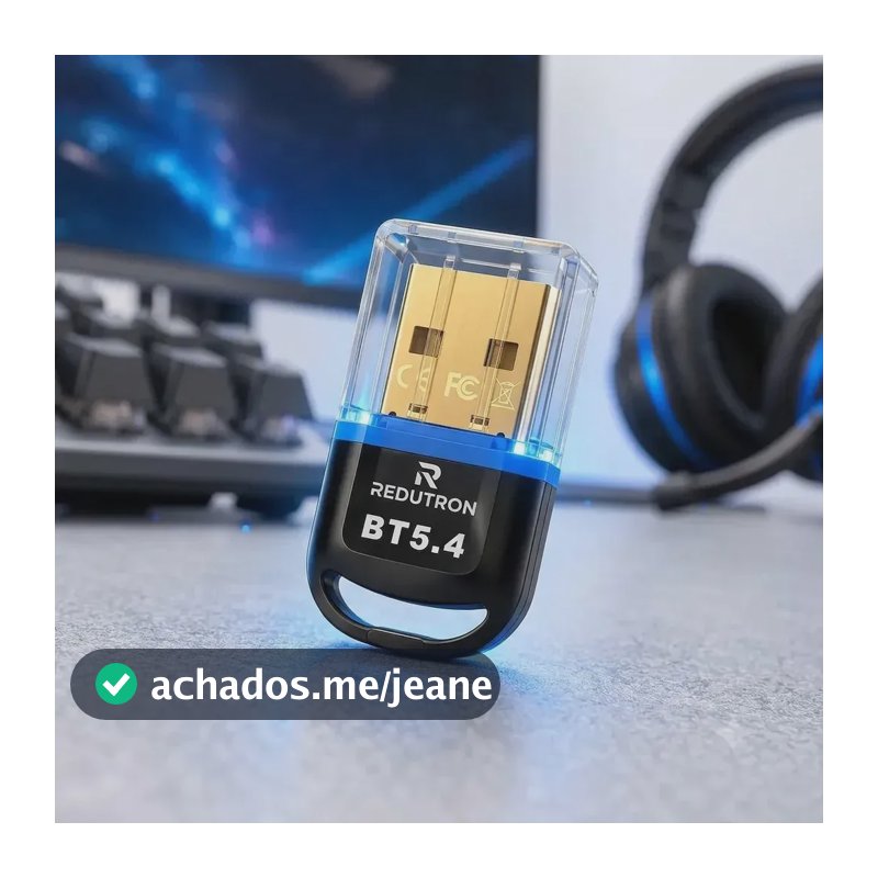 Adaptador Receptor Usb Bluetooth 5.4 Para Pc Computador Até 7 Dispositivos Redutron