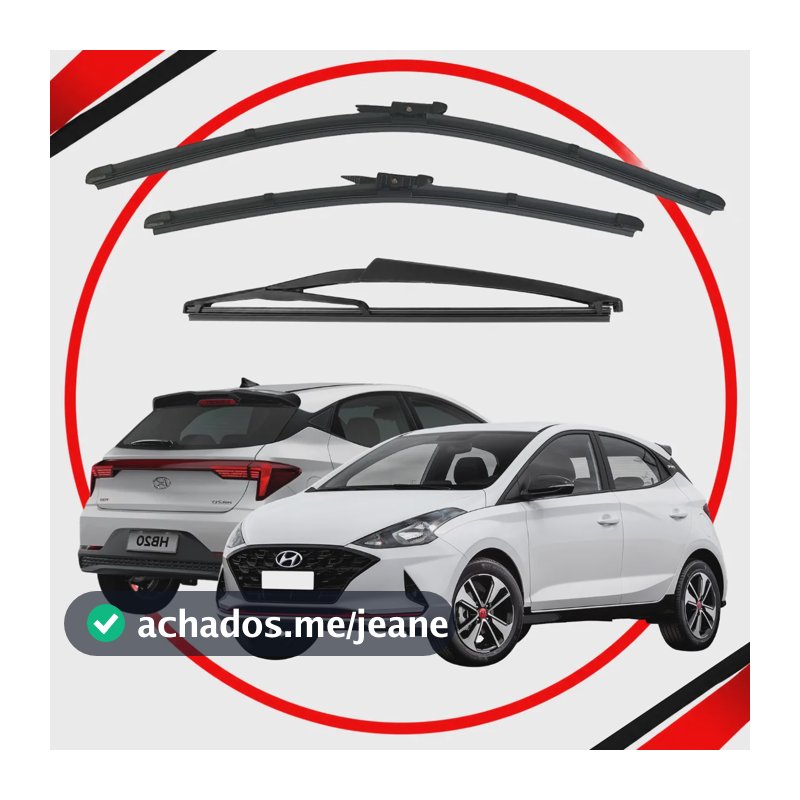Kit 3 Limpador Palheta Silicone Parabrisa Hb20 2020 A 2026 Preto