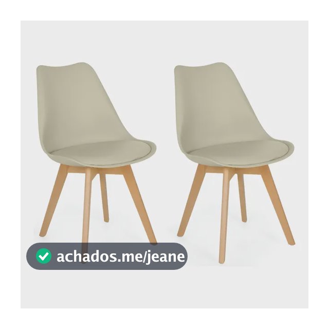 Conjunto 2 Cadeiras Eames Wood Leda Design Cor Nude Magazine Decor