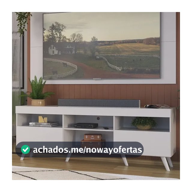 Rack c/ Painel TV até 65" Home Sala Retrô Flórida Multimóveis Branco