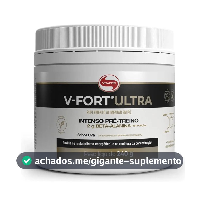 Pré Treino V-fort Ultra Vitafor Energia Performance (pt)240g Sabor Uva