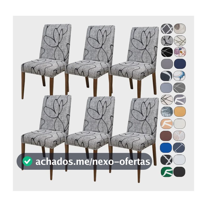 Kit 6 Capa Cadeira Jantar Tecido Importado Spandex Mais Resistente Elástico Cor Tulipa