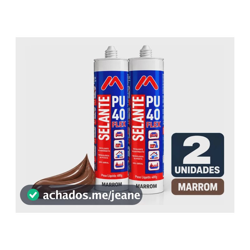 2 Unidades Selante Pu40 Poliuretano Flexível Marrom 400g