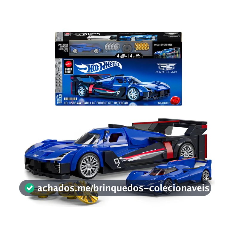 Blocos De Montar Veículo Mattel Brick Shop Speed Cadillac Project GTP Hypercar Hot Wheels 236 Peças 1:32