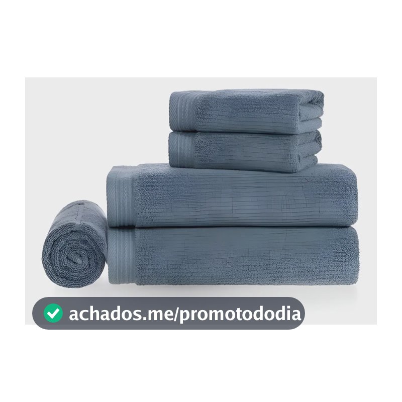 Jogo De Banho 5 Pçs 100% Algodão Fio Penteado Softmax Unika 450g/m² Imperial Azul Sereno Karsten