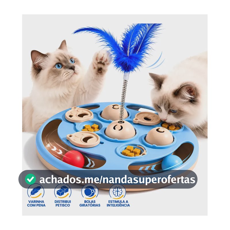 Brinquedo Interativo Para Gatos Dispensador De Petiscos Azul-celeste