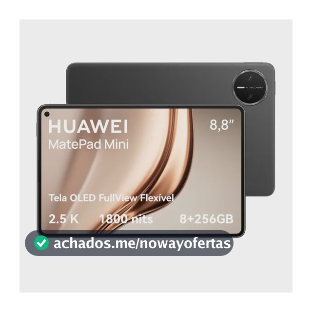 Tablet HUAWEI MatePad Mini Edição Standard 8+256 GB Tela OLED FullView Flexível de 8,8" 2,5K 120 Hz Câmera Traseira de 50 MP Câmera Frontal de 32 MP 6400mAh HUAWEI Notes Wi-Fi 7 Preto