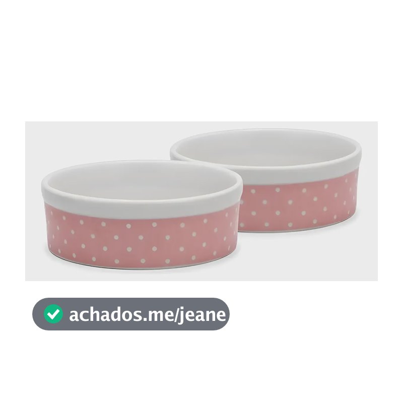 2 Comedouro E Bebedouro Caes E Gatos 610ml Porcelana Raçao Rosa