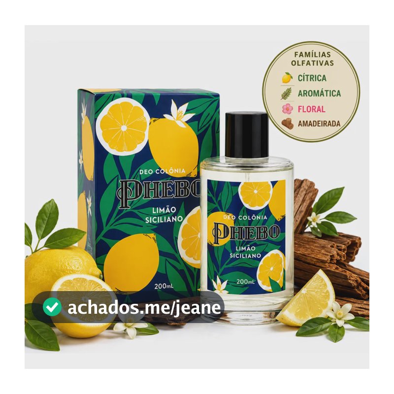 Colônia Phebo Limão Siciliano 200ml Perfume Cítrico Fresco