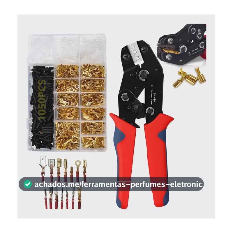 Kit Conector Terminal Genérico 1050un Com Alicate Crimpagem