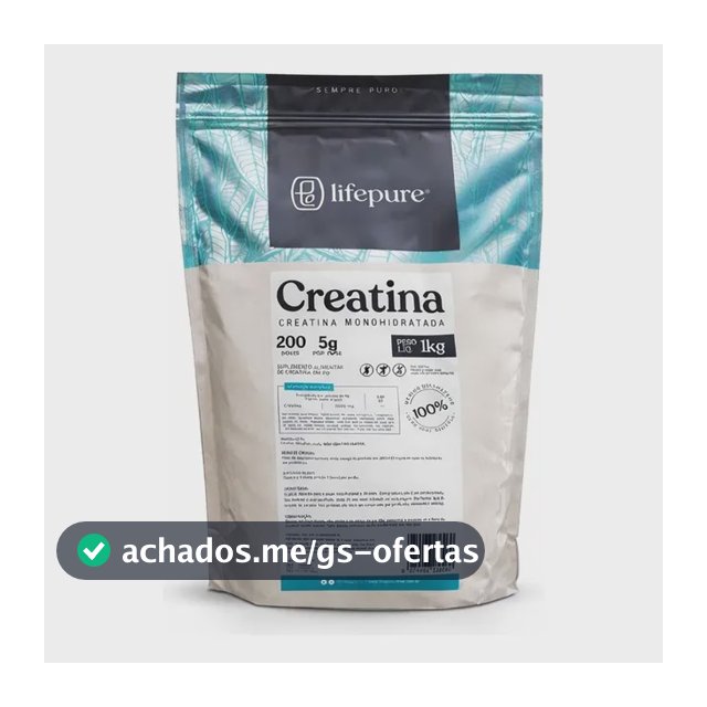 Creatina Monohidratada Em Pó Lifepure 1kg Sem Sabor Sem Sabor