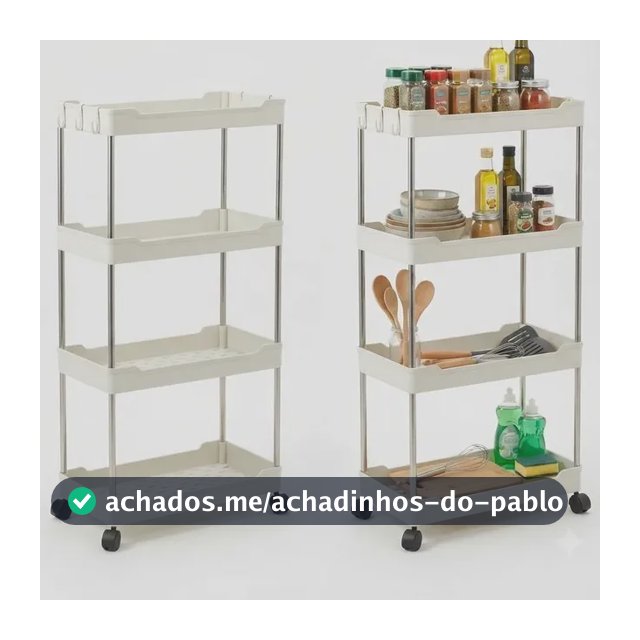 Carrinho Organizador Multiuso Prateleiras 4 Andares C/ Rodas Branco