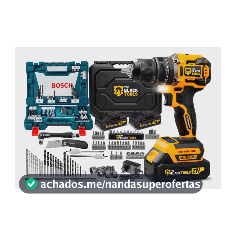Parafusadeira Furadeira Impacto Brushless + Kit Bosch 68 Pçs Amarelo E Preto 127/220v 60hz