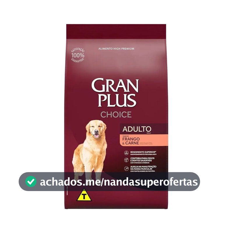 Ração Gran Plus Choice Adultos Sabor Frango E Carne 15kg