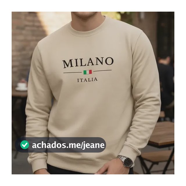 Moletom Careca Milano Italia Gola Redonda Suéter Flanelado