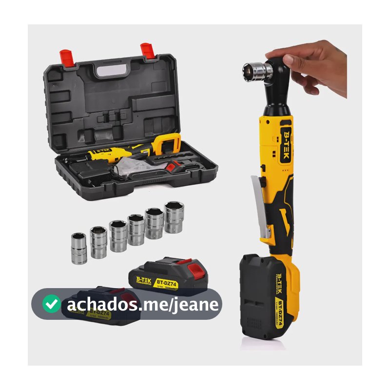 Chave Catraca B-tek 1/2 Bivolt Recarregável 2 Baterias 21v Amarelo 21v