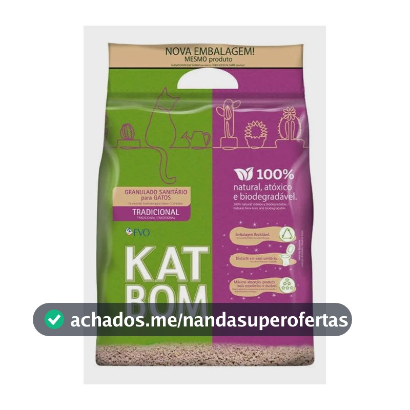 Granulado Higiênico Biodegradável Para Gatos Katbom Natural 3kg