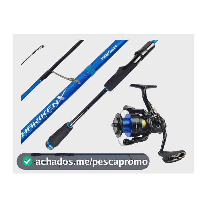 Vara Para Molinete Daisen Hariken X Carbono 1,78m + Molinete 1000 9 Rolamentos