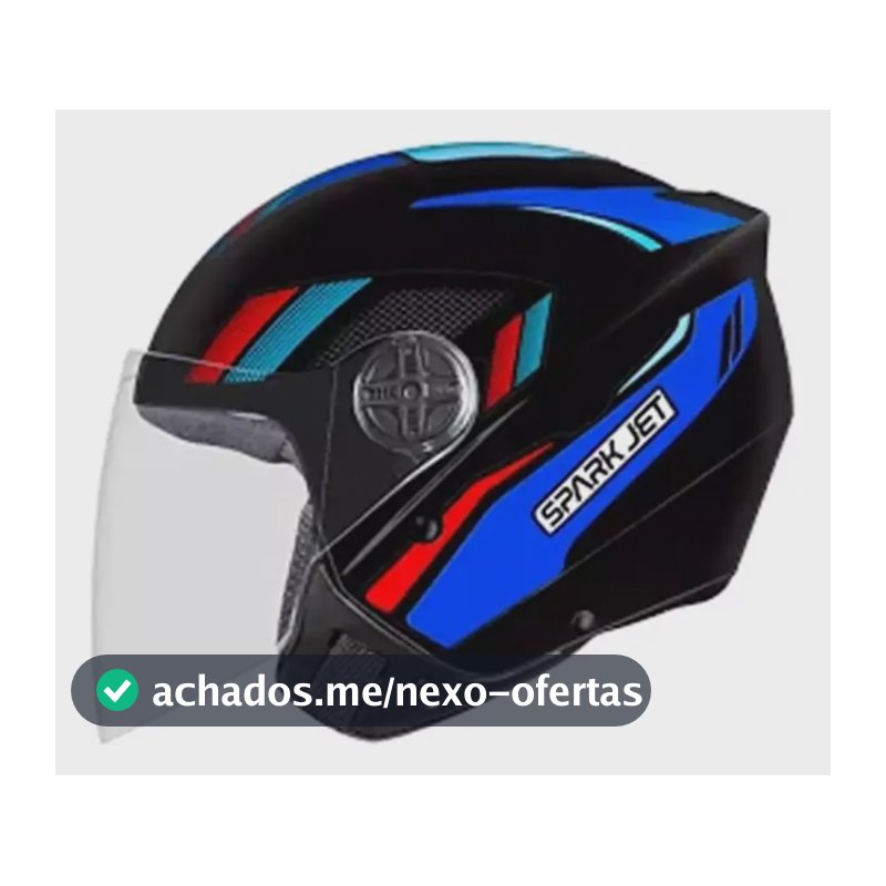 Capacete Moto Aberto Ebf Spark Jet Sting Feminino Masculino Preto- Azul/ Brilhante Liso Brilhante 57/58
