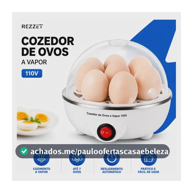 Cozedor Elétrico de Ovos Rezzet 7 Ovos Cozinha Legumes a Vapor Automático Panela Elétrica Vaporizador Cozedor de Alimentos com Desligamento Automático Cozinha Prática Rápida