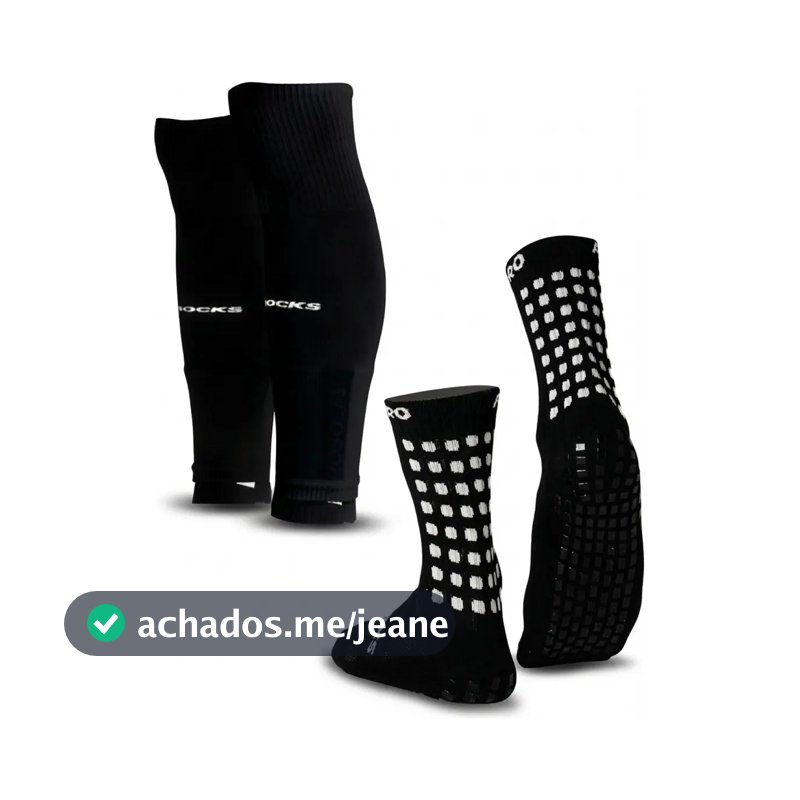 Kit Meia Antiderrapante Prosocks Grip Draft e Meião Cortado Canelito Cor Preto Tamanho 38-44