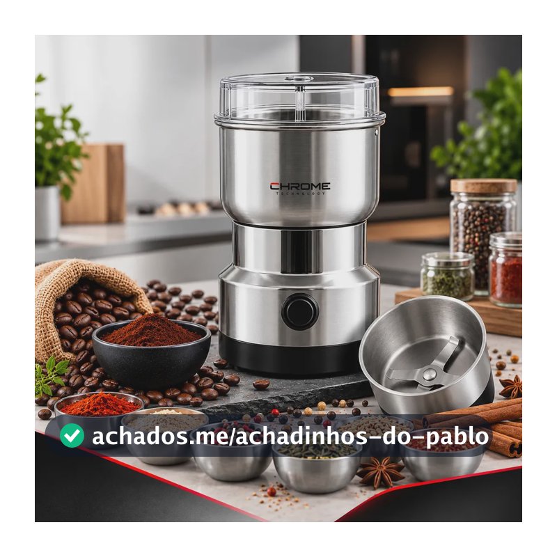 Moedor Triturador De Café Elétrico Multifuncional Inox Processador de Grãos Temperos Secos