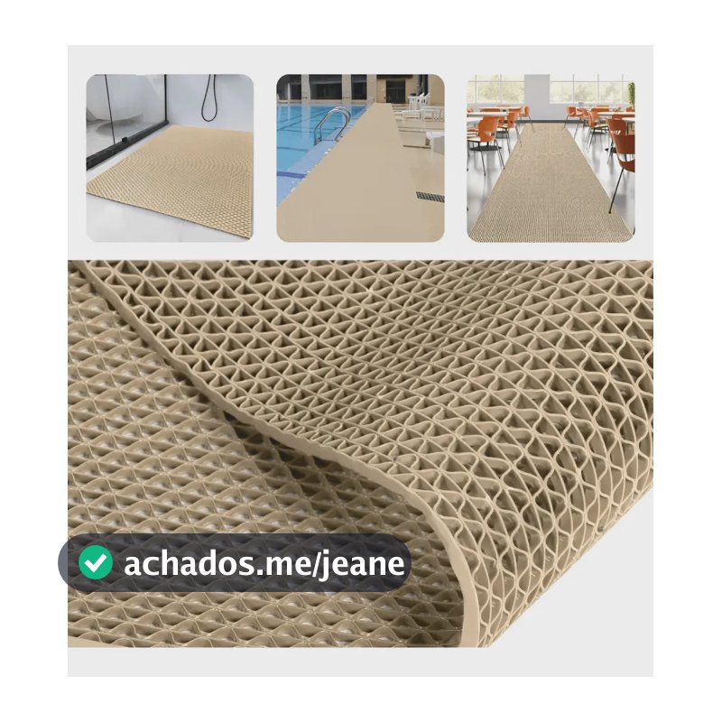 Tapete Antiderrapante Vazado em PVC Bege Para Chuveiro, Box e Piscina – 1,20 m x 80 cm da Casa Das Borrachas