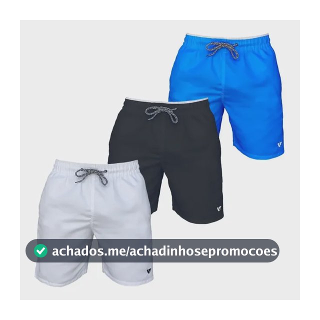 Kit 3 Bermudas Lisas Amarração Shorts Academia Treino Praia