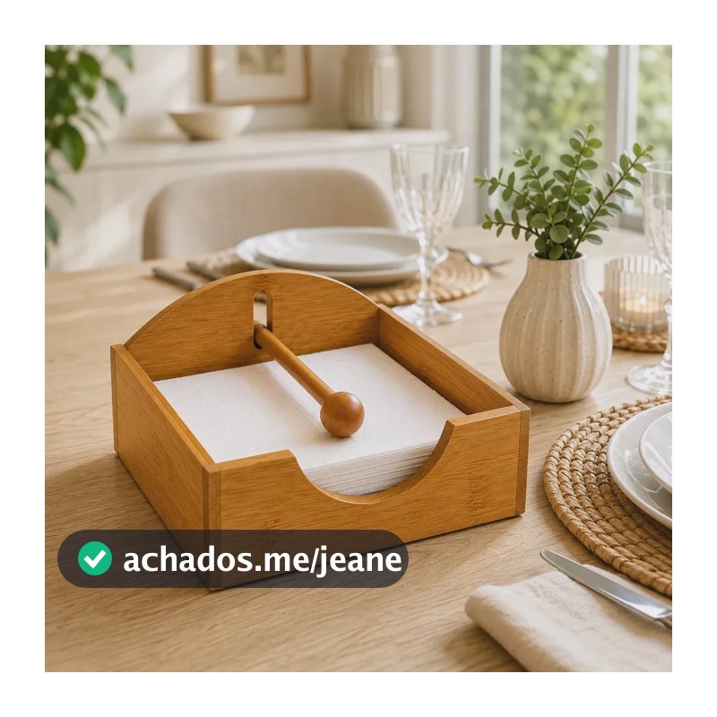 Porta Guardanapo De Mesa Em Bambu Com Peso Amaderado