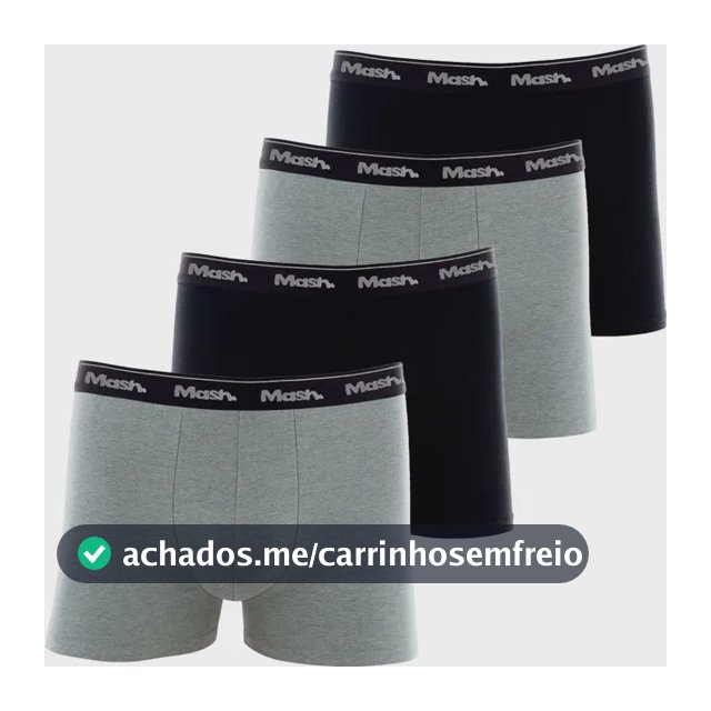 Kit 4 Cuecas Boxer Mash Algodão Box Confortável Original