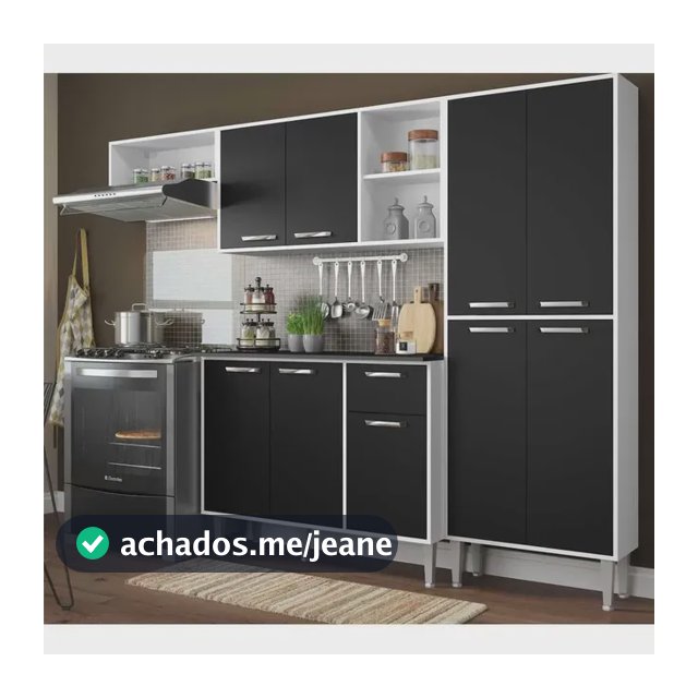 Cozinha Compacta Xangai 9 Portas Multimóveis Branco/preto Branco/preto