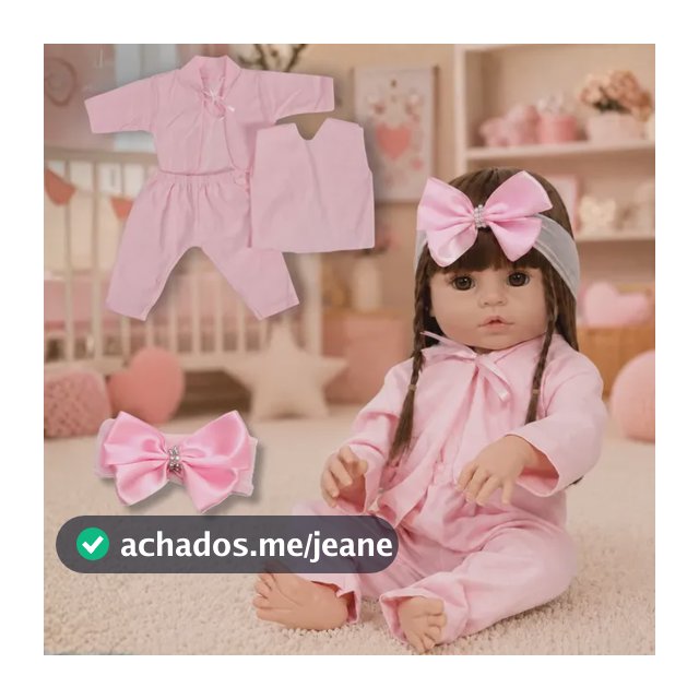 Bebe Reborn Princesa Laura Cabelo Grande Roupinha Pagão Rosa