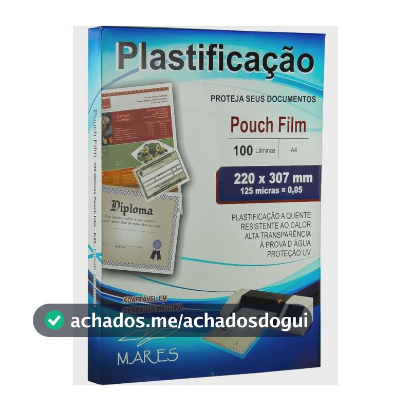 Plastico para Plastificação A4 Mares 220x307 - 100 folhas - 125 Micras