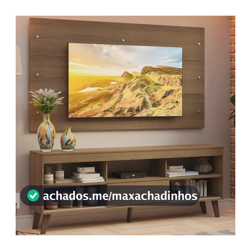Rack Painel Para Tv Até 65 Polegadas Com Pés Texas R Madesa Cor Rustic
